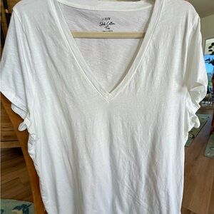 J. Crew Soft Cotton White V-Neck Tee